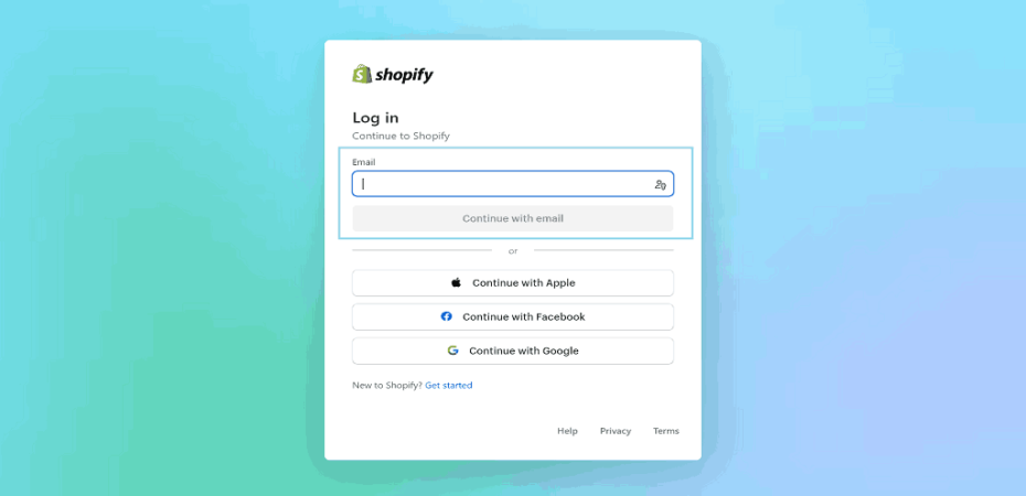 shopify login